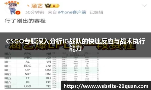 CSGO专题深入分析IG战队的快速反应与战术执行能力